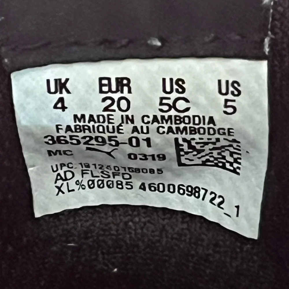 Puma Kids Black Sneakers with Velcro